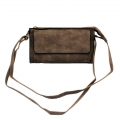 10016- BROWN PU LEATHER TRI POCKET CLUTCH / CROSS BODY BAG